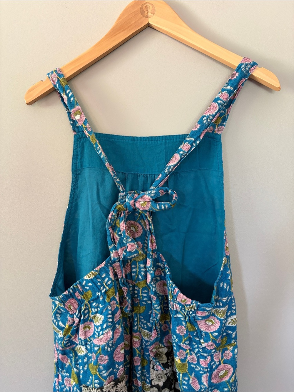 Dakota Tie-Shoulder Floral Jumpsuit - Blue Floral Mix Medium Wide Leg Cotton - Picture 5 of 8